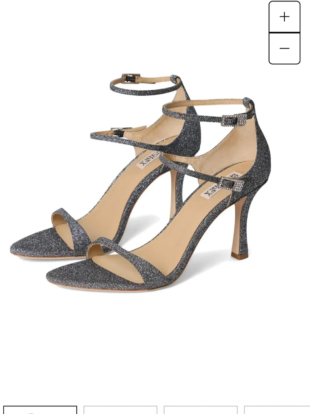 Badgley Mischka like new Glitter Ankle-Strap High Heel Sandals in Silver sz 6.5